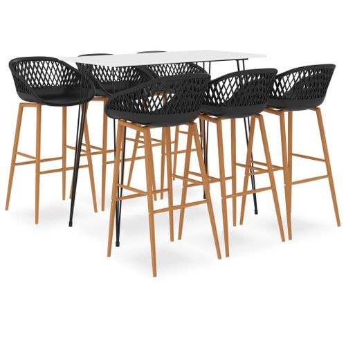 Vidaxl Ensemble De Bar 7 Pcs Blanc Et Noir