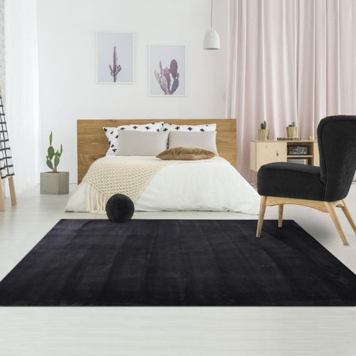 Unamourdetapis - Tapis Shaggy Poils Long Loftuni Noir 80x150 Cm - Tapis Entrée -...