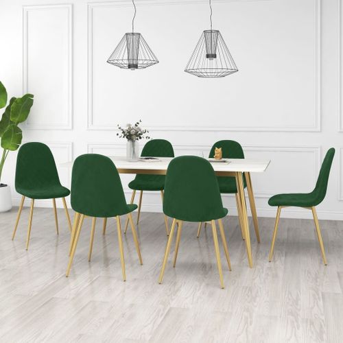 Vidaxl Chaises De Salle À Manger 6 Pcs Vert Foncé Velours