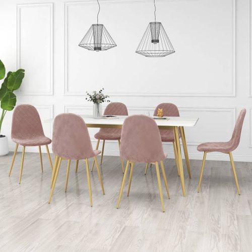 Vidaxl Chaises De Salle À Manger 6 Pcs Rose Velours