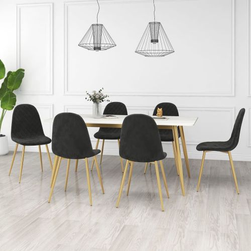 Vidaxl Chaises De Salle À Manger 6 Pcs Noir Velours
