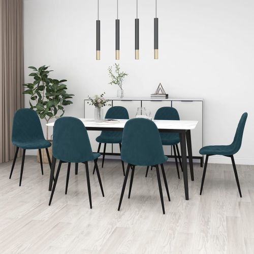 Vidaxl Chaises De Salle À Manger 6 Pcs Bleu Velours