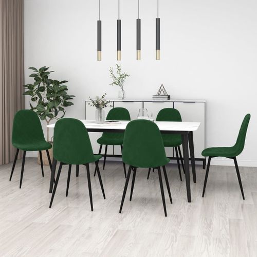 Vidaxl Chaises De Salle À Manger 6 Pcs Vert Foncé Velours
