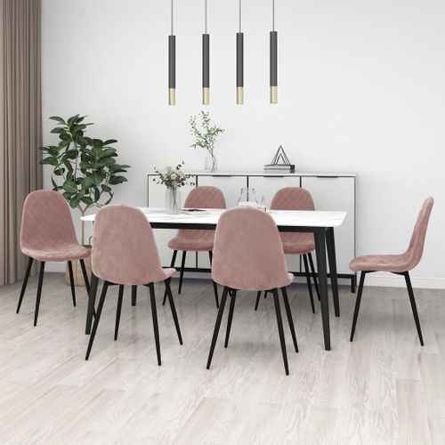 Vidaxl Chaises De Salle À Manger 6 Pcs Rose Velours