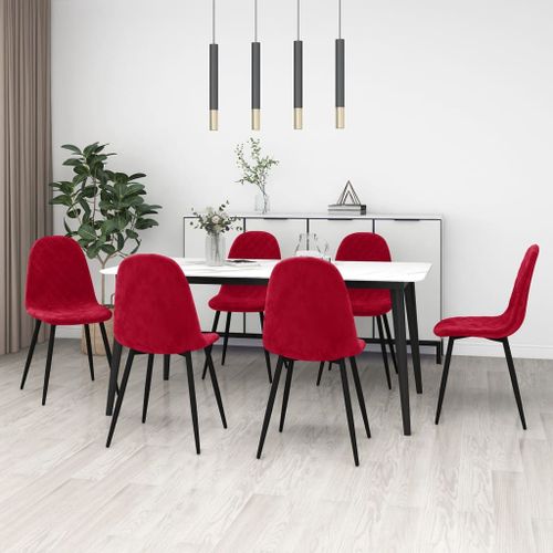 Vidaxl Chaises De Salle À Manger 6 Pcs Rouge Bordeaux Velours