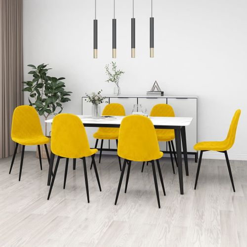 Vidaxl Chaises De Salle À Manger 6 Pcs Jaune Moutarde Velours
