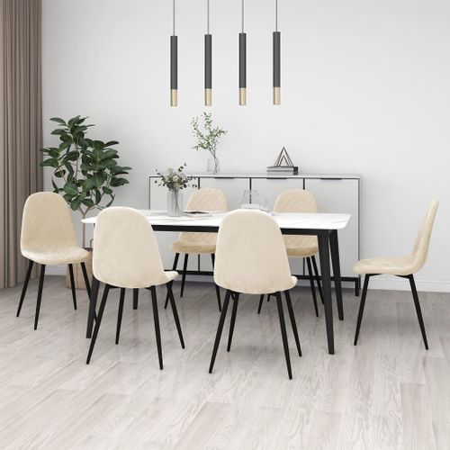 Vidaxl Chaises De Salle À Manger 6 Pcs Blanc Crème Velours
