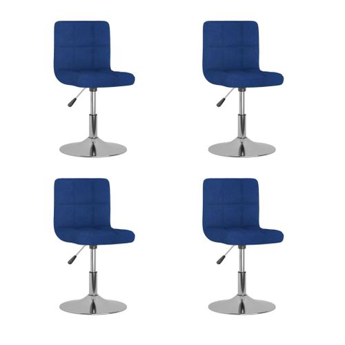 Vidaxl Chaises Pivotantes À Manger Lot De 4 Bleu Tissu