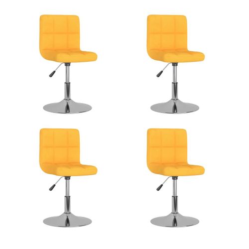 Vidaxl Chaises Pivotantes À Manger Lot De 4 Jaune Tissu