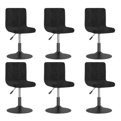 Vidaxl Chaises Pivotantes À Manger Lot De 6 Noir Velours