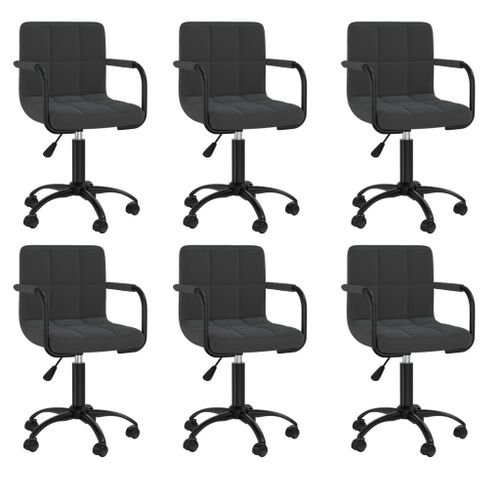 Vidaxl Chaises Pivotantes À Manger Lot De 6 Noir Velours