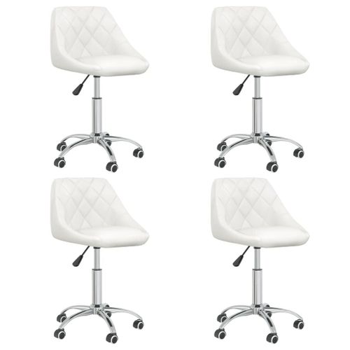 Vidaxl Chaises Pivotantes À Manger Lot De 4 Blanc Similicuir