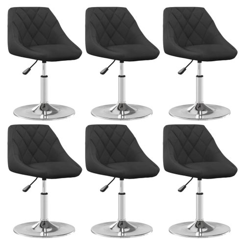 Vidaxl Chaises Pivotantes À Manger Lot De 6 Noir Velours