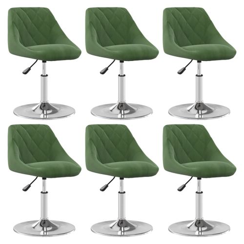 Vidaxl Chaises Pivotantes À Manger Lot De 6 Vert Foncé Velours