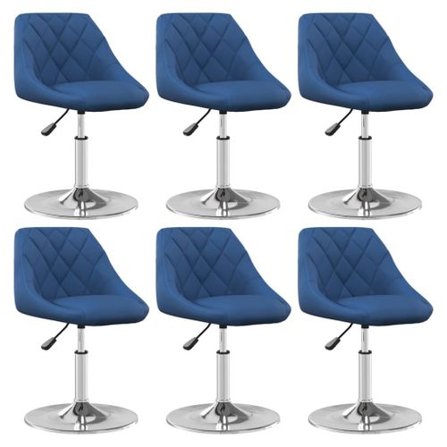 Vidaxl Chaises Pivotantes De Salle À Manger 6 Pcs Bleu Velours