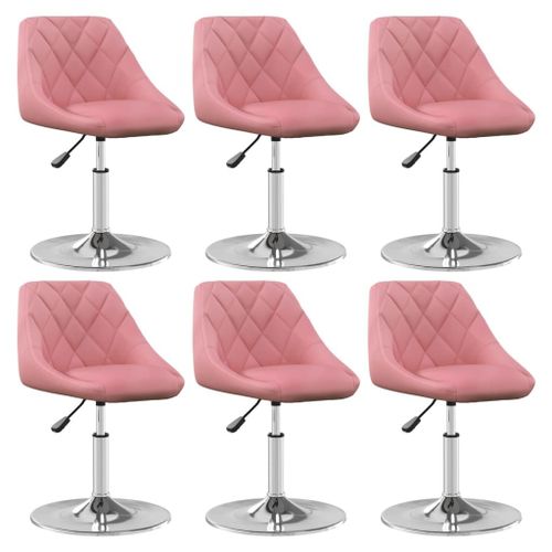 Vidaxl Chaises Pivotantes À Manger Lot De 6 Rose Velours