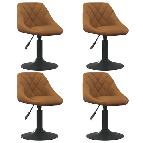 Vidaxl Chaises Pivotantes De Salle À Manger 4 Pcs Marron Velours
