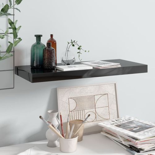 Vidaxl Étagère Murale Flottante Noir Brillant 60x23,5x3,8 Cm Mdf