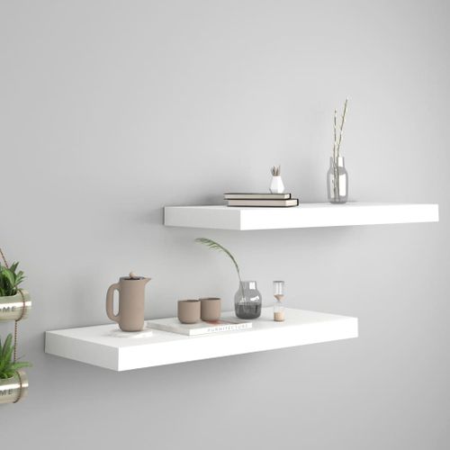 Vidaxl Étagères Murales Flottantes 2 Pcs Blanc 60x23,5x3,8 Cm Mdf