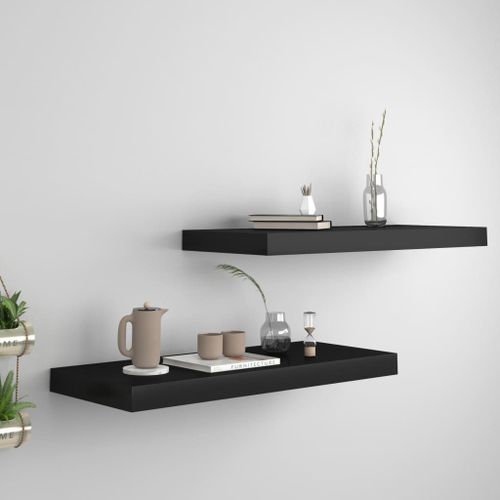 Vidaxl Étagères Murales Flottantes 2 Pcs Noir 60x23,5x3,8 Cm Mdf