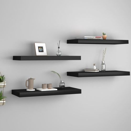 Vidaxl Étagères Murales Flottantes 4 Pcs Noir 60x23,5x3,8 Cm Mdf