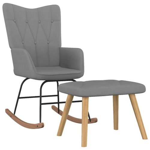 Vidaxl Chaise À Bascule Avec Repose-Pied Gris Foncé Tissu