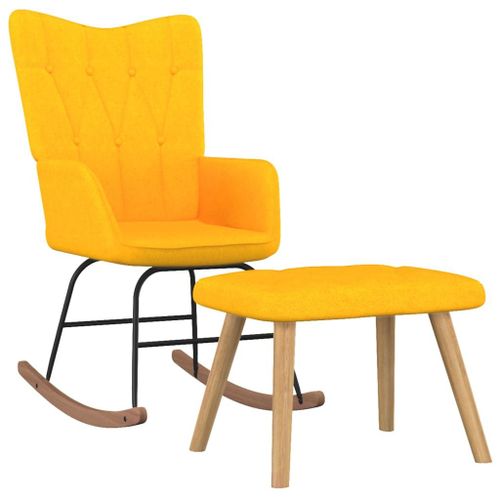 Vidaxl Chaise À Bascule Avec Tabouret Jaune Moutarde Tissu