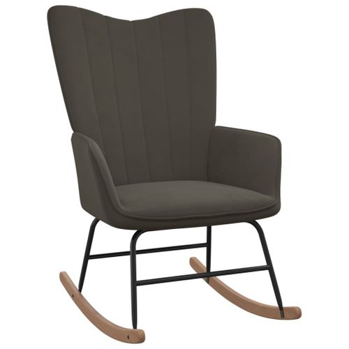 Vidaxl Chaise À Bascule Gris Foncé Velours