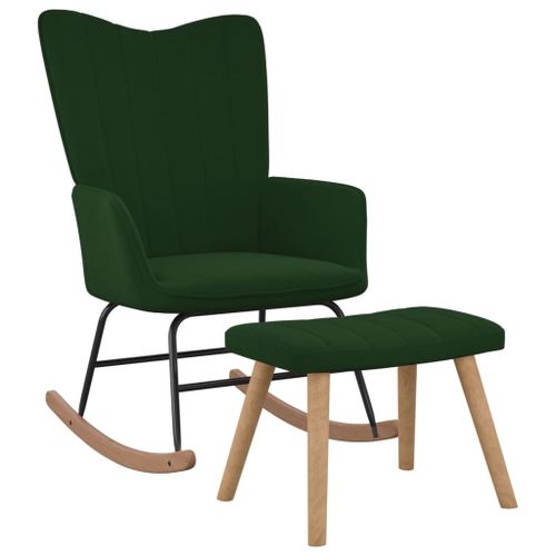 Vidaxl Chaise À Bascule Avec Repose-Pied Vert Foncé Velours