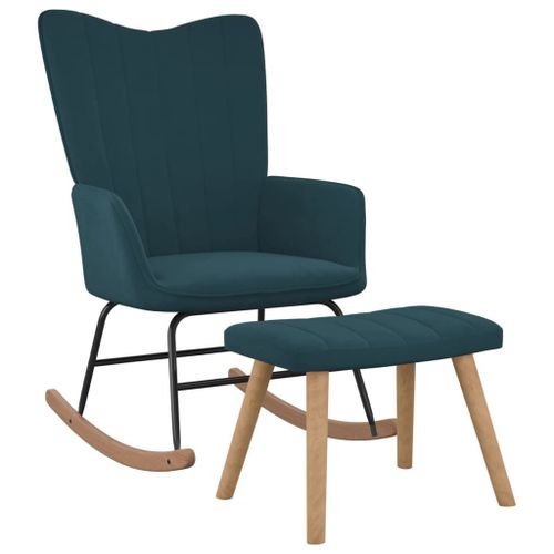 Vidaxl Chaise À Bascule Avec Repose-Pied Bleu Velours