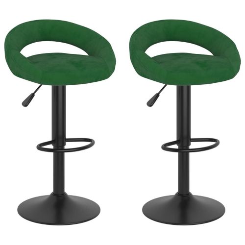 Vidaxl Tabourets De Bar Lot De 2 Vert Foncé Velours