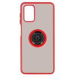 Coque Samsung Galaxy A03s Bi-Matière Bague Métallique Support Rouge