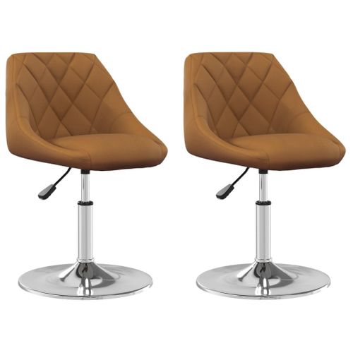 Vidaxl Chaises Pivotantes À Manger Lot De 2 Marron Velours