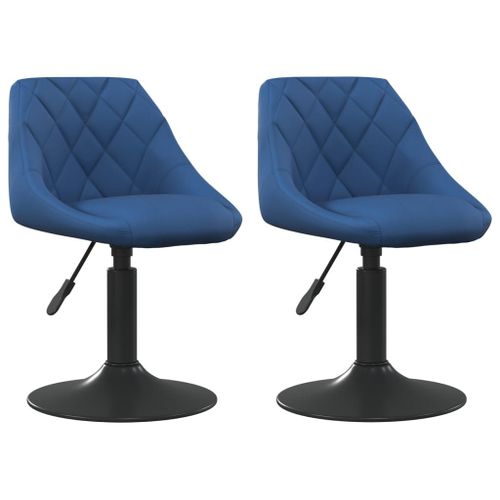 Vidaxl Chaises Pivotantes À Dîner 2 Pcs Bleu Velours