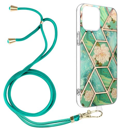 Coque Cordon Iphone 12 Mini Motif Géométrique En Silicone Gel Turquoise