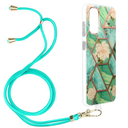 Coque Samsung Galaxy S20 Plus Motif Géométrique Avec Cordon Amovible Turquoise