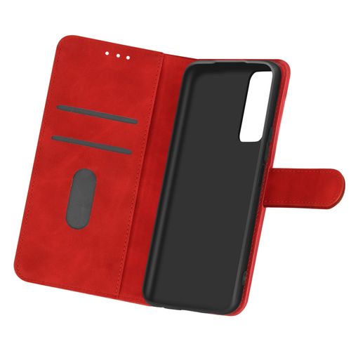Étui Pour Samsung Galaxy A03s Clapet Portefeuille Fonction Support Vidéo Rouge
