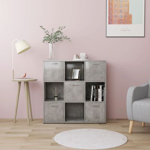 Vidaxl Bibliothèque Gris Béton 90x30x90 Cm Bois D’Ingénierie