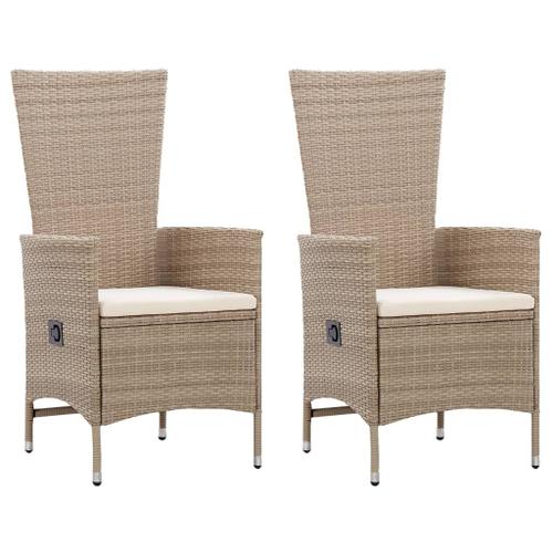 Vidaxl Chaises D'extérieur 2 Pcs Avec Coussins Résine Tressée Beige