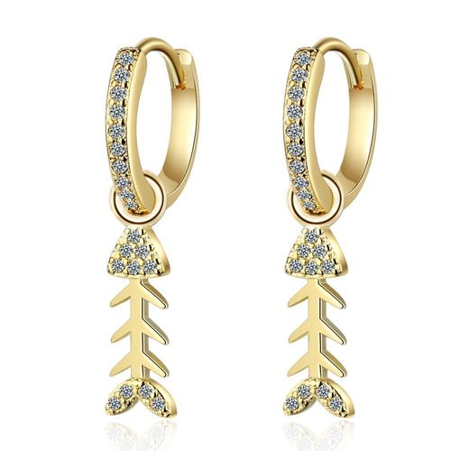 Boucles D'oreilles Uniques En Forme D'os De Poisson Pour Femmes, En Argent Sterling 925, Zircon Cubique, Goutte D'eau, Bijoux À La Mode, Cadeaux S-E1007