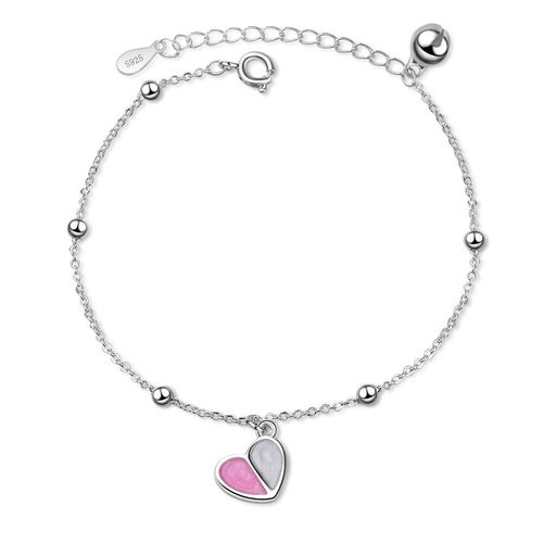 Bracelet En Argent Sterling 925 Pour Femme, Motif C¿Ur, Crème Glacée Rose, Cloche, S-B165