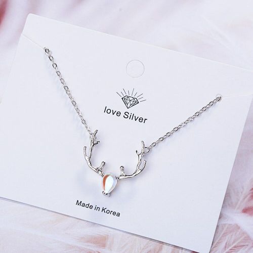 Collier Avec Pendentif En Pierre De Lune, Cerf, Élans, Labradorite, Chaîne De Clavicule, Pour Noël, S-N265