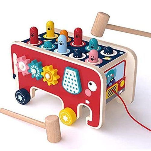 Jouets En Bois À Marteau Avec 2 Marteaux, Banc De Frappe Multifonctionnel En Forme D'éléphant, Jeu De Maze Montessori