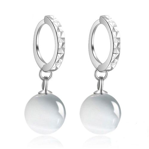 Boucles D'oreilles Pendantes En Argent Sterling 925 Pour Femme, Bijou De Caractère, Opale, Clair De Lune, Boule Ronde, Cadeau De Mariage, S-E30