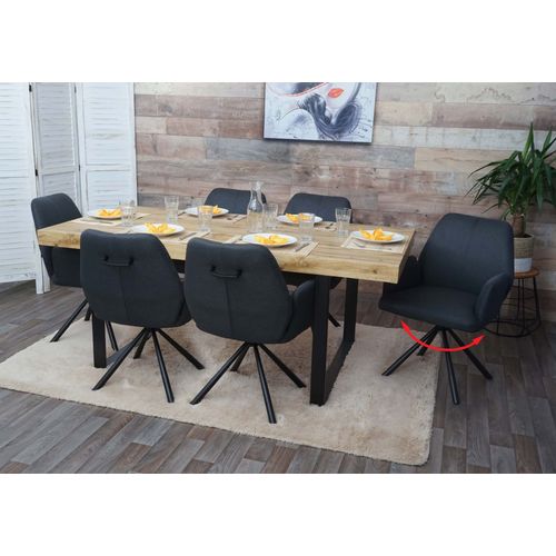 6x Chaise De Salle À Manger Hwc-H71, Chaise De Cuisine Chaise Inclinable Tissu/Textile Acier   Gris Foncé