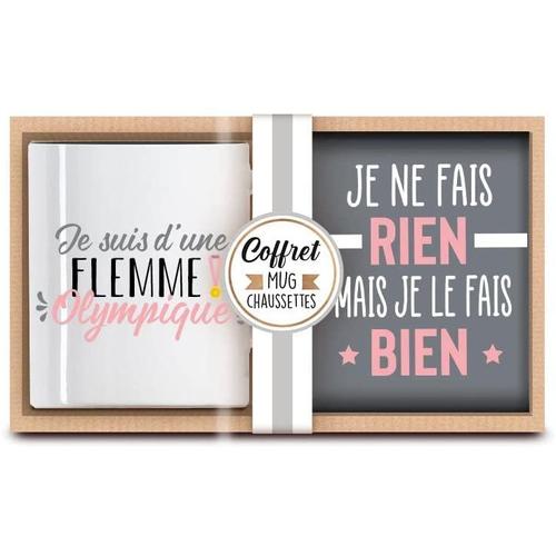 Coffret Mug Chaussettes Je Ne Fais Rien  Flemme