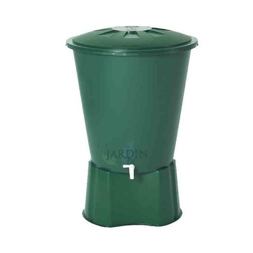 Réservoir d'eau en polypropylène de 500 L + couvercle et support. Diamètre 100 cm, Hauteur 110 cm. Capacité exacte de 510 L.