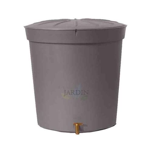 Réservoir d'eau en polypropylène de 300 l. pour l'eau, gris granit. Comprend un couvercle + robinet. Diamètre 82cm, hauteur 86cm