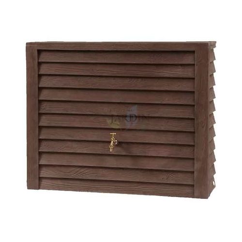 Réservoir en polyéthylène de 350 litres. Paroi Woody marron foncé. Inclut un robinet. Dimensions :124 cm, 40 cm, 100 cm
