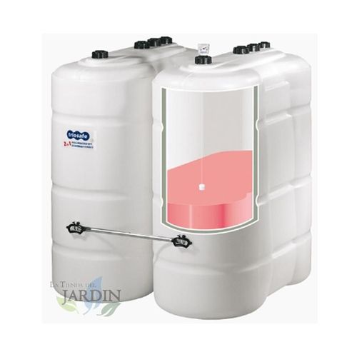 Réservoir Essence/Gazole homologué de 2000 litres. Dimensions : Longueur 220 cm, Largeur 77 cm, Hauteur 170 cm avec double cuve.